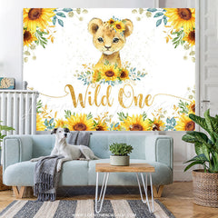 Lofaris Sunflowers And Leopard Glitter Wild 1st Birthday Backdrop
