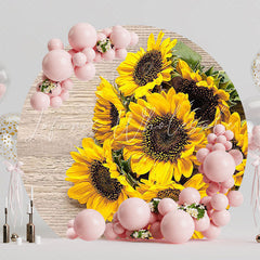 Sunflowers and Wood Round Backdrop for Rustic Vibes