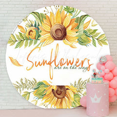 Lofaris Sunflowers On The Way White Baby Shower Backdrop