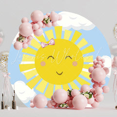 Sunshine Clouds Round Backdrop for Bright Outdoor Party Theme