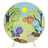 Sunshine Cute Dinosaurs Round Backdrop for Kids Party