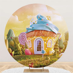 Lofaris Sunshine Dessert House Themed Round Birthday Backdrop
