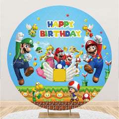 Lofaris Super Cartoon Games Character Round Birthday Backdrop