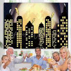 Lofaris Super City Skyline Buildings Boy Birthday Backdrop