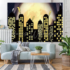 Lofaris Super City Skyline Buildings Boy Birthday Backdrop