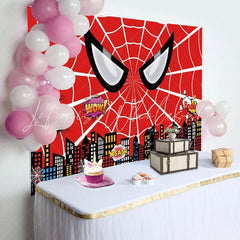 Super City Theme Red Spider Web Marvel Photo Backdrop