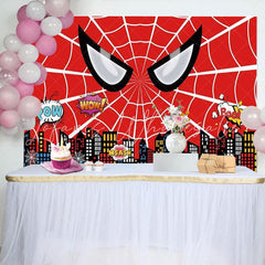 Super City Theme Red Spider Web Marvel Photo Backdrop