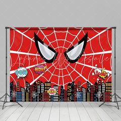 Super City Theme Red Spider Web Marvel Photo Backdrop