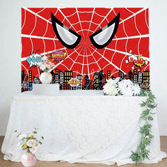 Super City Theme Red Spider Web Marvel Photo Backdrop