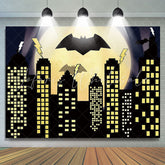 Lofaris Super City Yellow Full Moon Bat Birthday Backdrop Party Banner