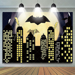 Lofaris Super City Yellow Full Moon Bat Birthday Backdrop Party Banner