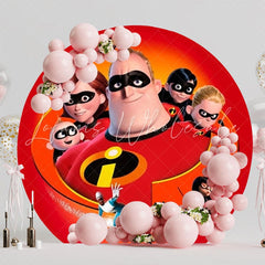 Super Hero The Incredibles Round Backdrop For Kids Celebration