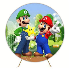 Super Mario Bros Gaming Round Backdrop For Fun Celebrations