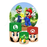 Super Mario Brothers Themed Round Backdrop and Cylinders Kit