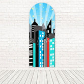 Superhero City Block Colorful View Arch Backdrop For Costume Party Joy
