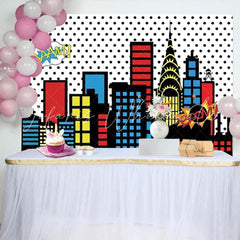 Superhero Super Skyline Buildings Photography Backdrop For Boys