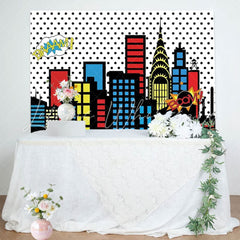 Superhero Super Skyline Buildings Photography Backdrop For Boys