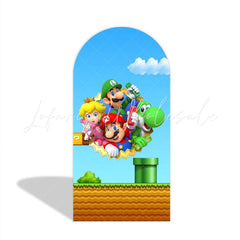 Supper Mario Cartoon Happy Birthday Party Arch Backdrop Wall Cloth Cover