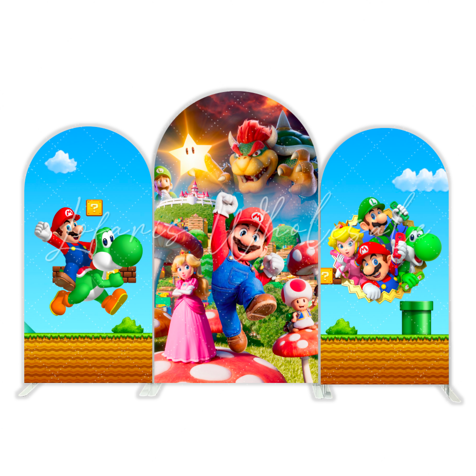 Supper Mario Cartoon Happy Birthday Party Arch Backdrop Wall Cloth Cover