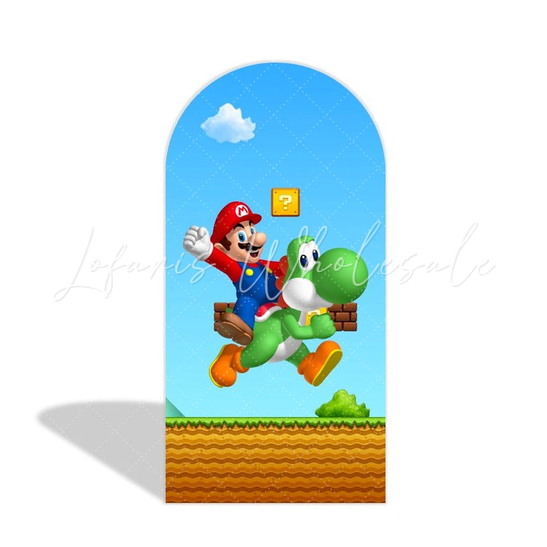 Supper Mario Cartoon Happy Birthday Party Arch Backdrop Wall Cloth Cover