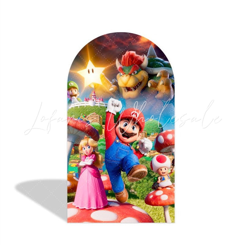 Supper Mario Cartoon Happy Birthday Party Arch Backdrop Wall Cloth Cover