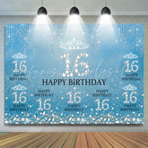 Lofaris Sweet 16 Diamond Glitter Blue Birthday Backdrop