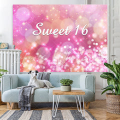 Lofaris Sweet 16 Pink Gokeh Golden Bokeh 16Th Birthday Backdrop