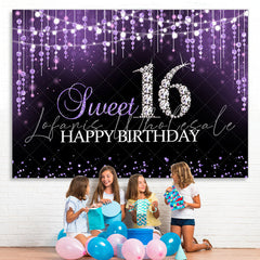 Lofaris Sweet 16 Purple Bokeh Diamond Glitter Birthday Backdrop