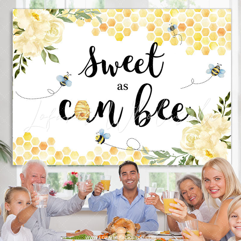 Lofaris Sweet As Can Bee Floral Themed Happy Birthday Backdrop