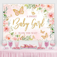 Lofaris Sweet Baby Gilr Is On The Way Pink Shower Backdrop