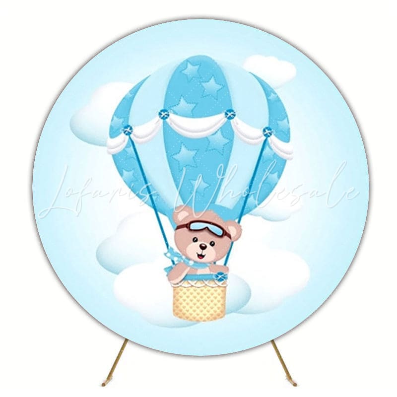 Sweet Baby Shower Bear Round Backdrop For Gender Reveal Party Fun