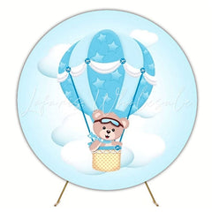 Sweet Baby Shower Bear Round Backdrop For Gender Reveal Party Fun