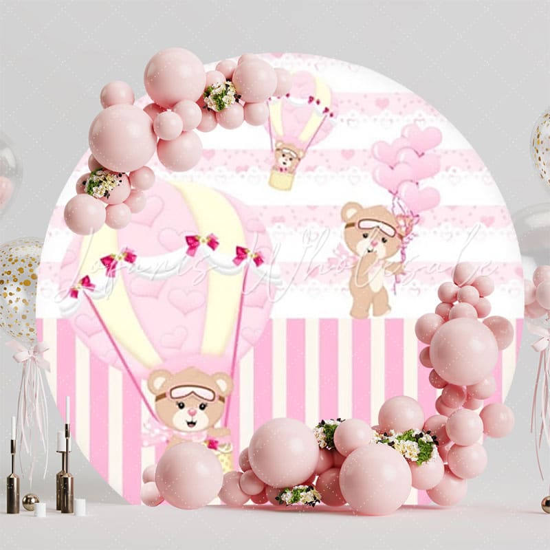 Sweet Baby Shower Bear Round Backdrop For Memorable Gender Reveal