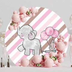 Sweet Baby Shower Elephant Round Backdrop For Adorable Celebration
