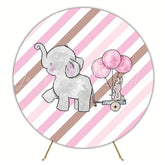 Sweet Baby Shower Elephant Round Backdrop For Adorable Celebration