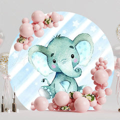 Sweet Baby Shower Elephant Round Backdrop For Gender Reveal Party