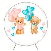 Sweet Baby Shower Revelation Bear Round Backdrop For Gender Reveal Party