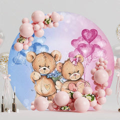 Sweet Baby Shower Revelation Bear Round Backdrop For Memorable Event
