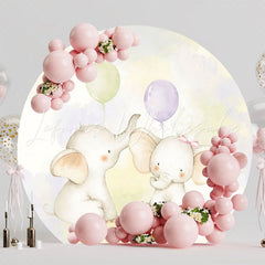 Sweet Baby Shower Revelation Elephant Round Backdrop For Celebration