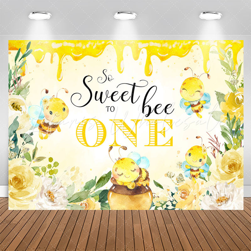 Lofaris Sweet Bee To One Honey Yellow 1st Birthday Backdrop