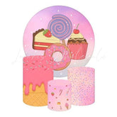 Sweet Donuts Themed Round Backdrop and Cylinder Cover Kit
