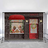 Lofaris Sweet Gingerbread Snowy Wreath Christmas Backdrops
