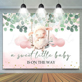 Lofaris Sweet Little Baby Leaves Sheep Shower Backdrop