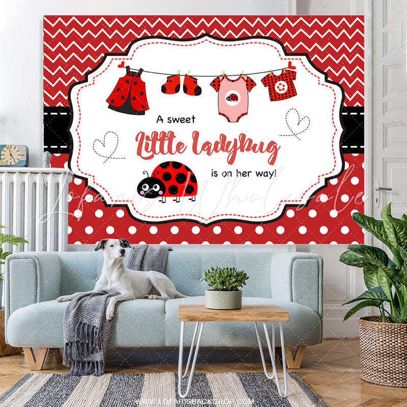 Lofaris Sweet Little Ladybuy Is On Her Way Baby Shower Backdrop