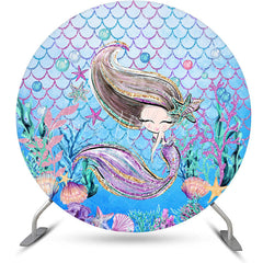 Lofaris Sweet Mermaid Under The Sea Circle Birthday Backdrop