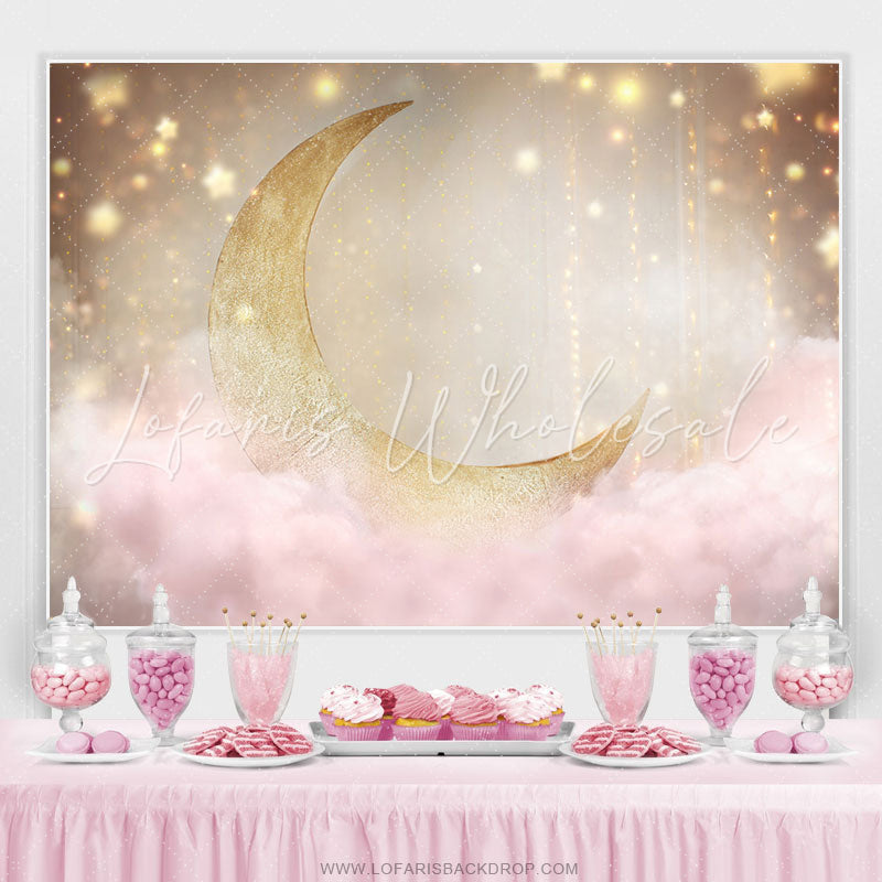 Lofaris Sweet Night Moon Light Happy Birthday Backdrop