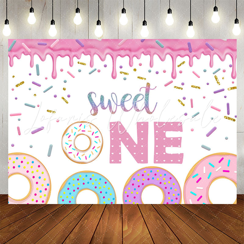 Lofaris Sweet One Colourful Donut 1st Birthday Backdrop