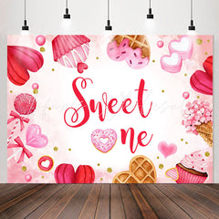Lofaris Sweet One Dessert Heart Pink 1st Birthday Backdrop