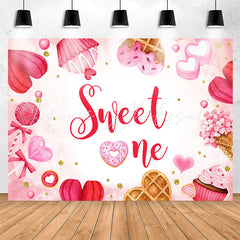 Lofaris Sweet One Dessert Heart Pink 1st Birthday Backdrop