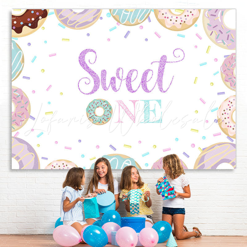 Lofaris Sweet One Donuts First Birthday Simple Backdrop for Gilrs